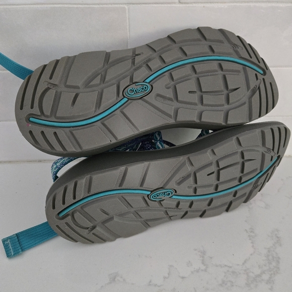 Chaco Z/Cloud X2 Sandals Double Strap Toe Loop Teal Purple Waterproof Size 7 - Picture 4 of 5
